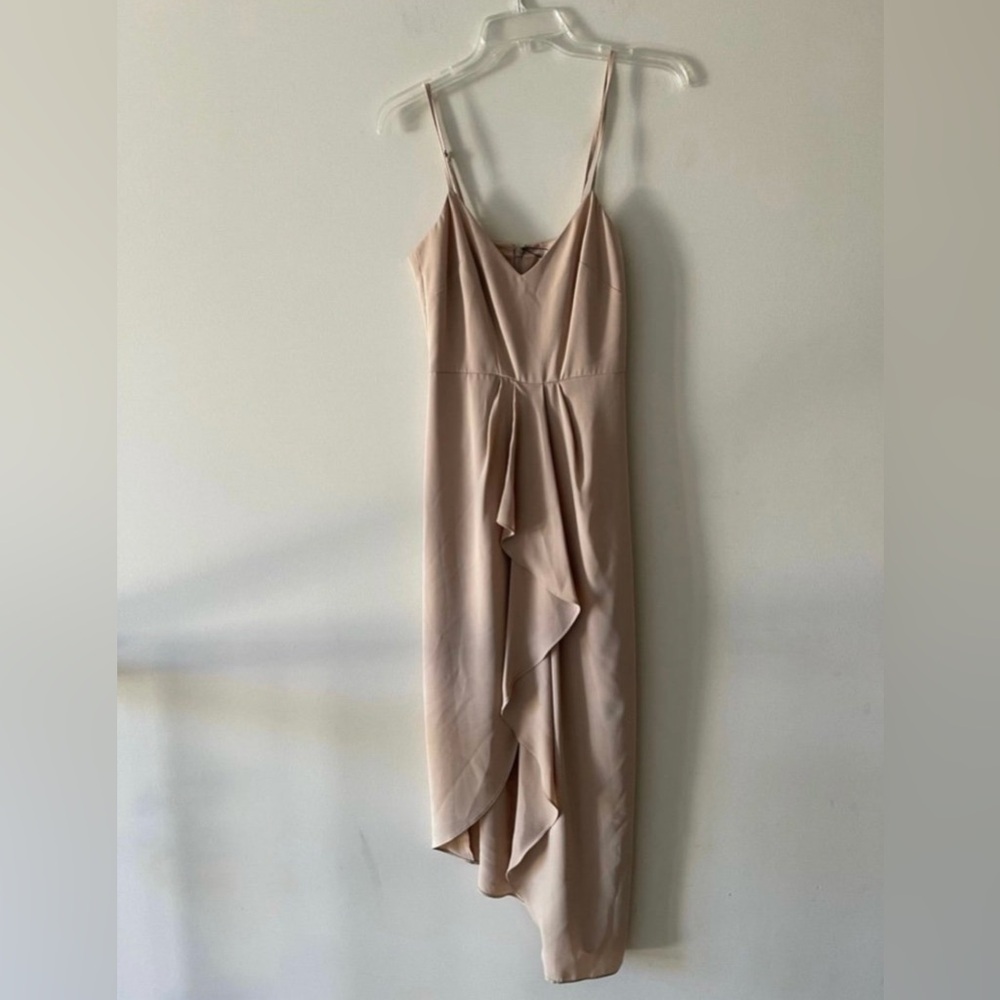 Spaghetti Strap Asymmetrical V-Neck Sleeveless Ruffle Midi Dress - Picture 3 of 4